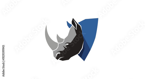 Black Rhinoceros Head Logo Illustration Design.