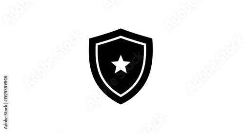 Black Shield Icon with White Star Emblem.