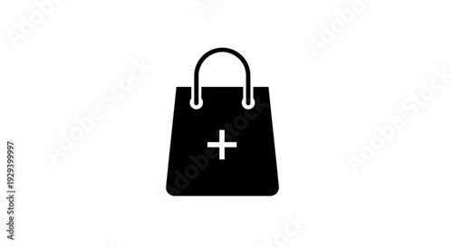 Black Shopping Bag with Medical Cross.