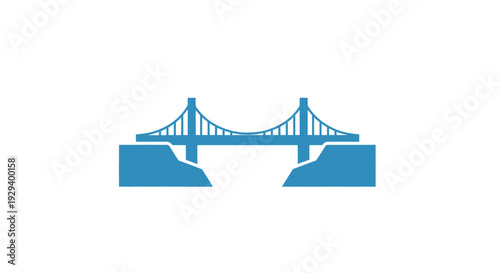 Blue suspension bridge icon design.