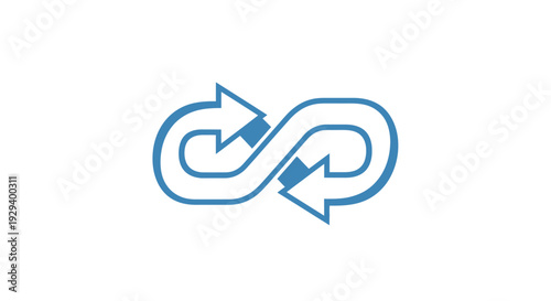 Blue infinity loop with arrows.