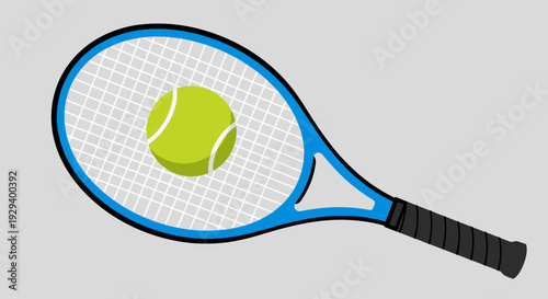 Tennis Racket with Ball Vector Illustration.