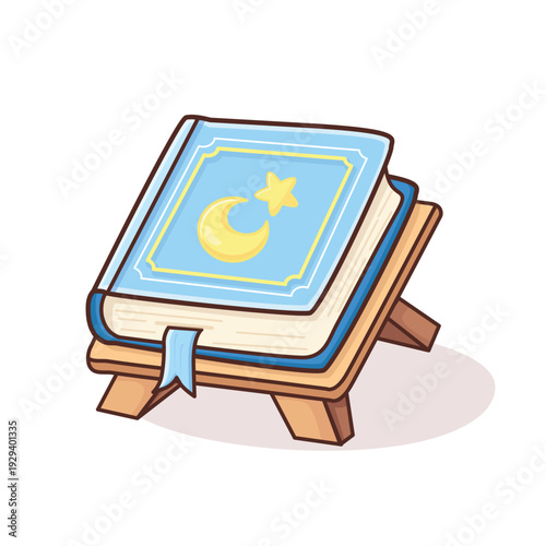 Quran holy book vector cartoon illustration