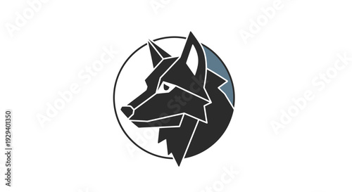 Black Wolf Head Logo Design Illustration.