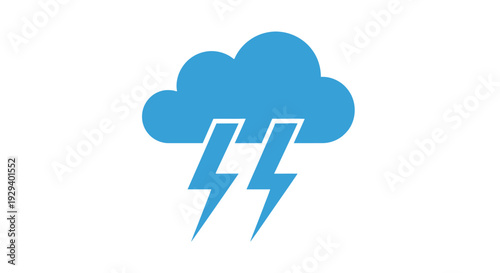 Blue Cloud with Lightning Bolts Icon.