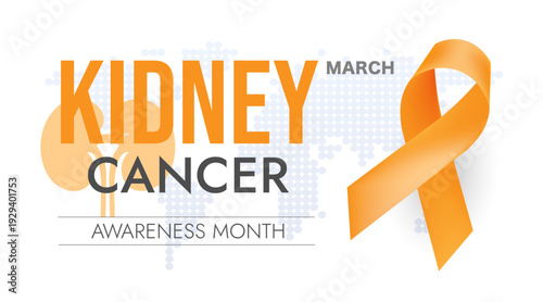 Kidney cancer awareness month horizontal banner, social issues, health, urology, template, background, vector illustration