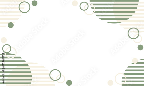セージグリーンとベージュのナチュラルな幾何学模様　北欧風で優しい和モダンなフレーム背景（コピースペース付）