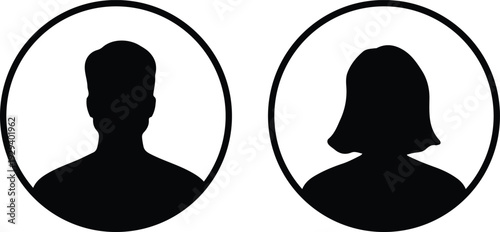 Default avatar profile icon. black placeholder. Man and woman silhouette style