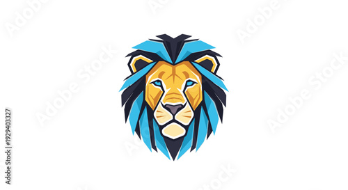 Colorful Lion Head Logo Illustration Design.