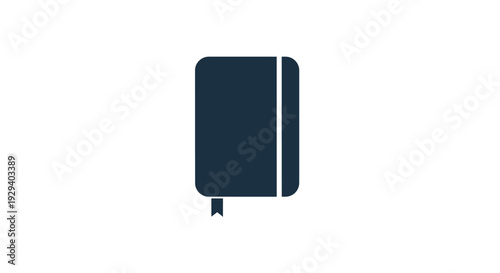 Dark Blue Closed Notebook with Bookmark.