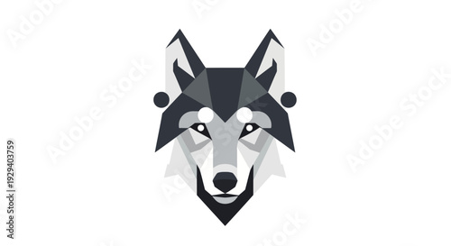 Geometric Wolf Head Illustration Design Element.