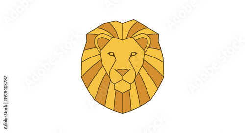 Golden Lion Head Illustration Design Element.