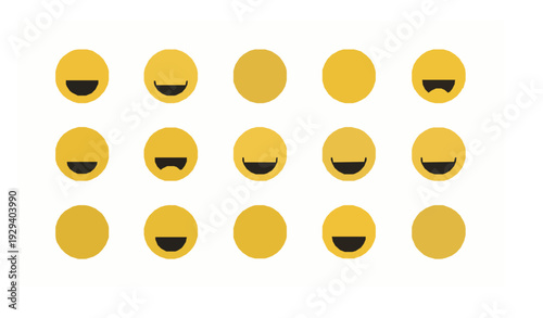 Smiling Happy Emotion Icon Set Flat Abstract Emoji Vector Template Isolated on White