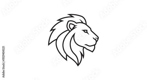 Lion Head Illustration Simple Line Art.