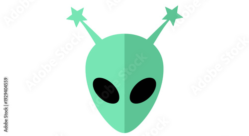 Green Alien Mask with Antennae and Stars.