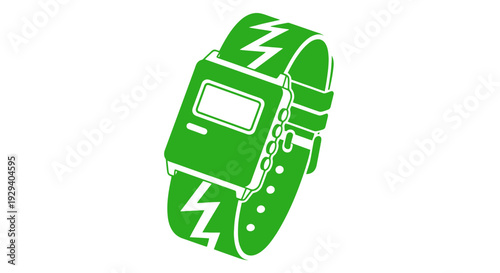 Green Fitness Smartwatch with Lightning Bolt Design.