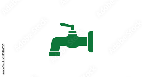 Green Faucet Icon Plumbing Symbol.