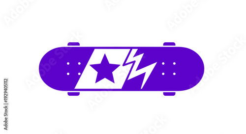 Purple Skateboard with Star and Lightning.