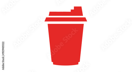 Red Coffee Cup with Lid Illustration.
