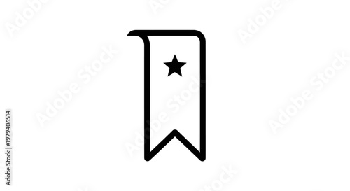 Simple Black Star Icon on Banner.