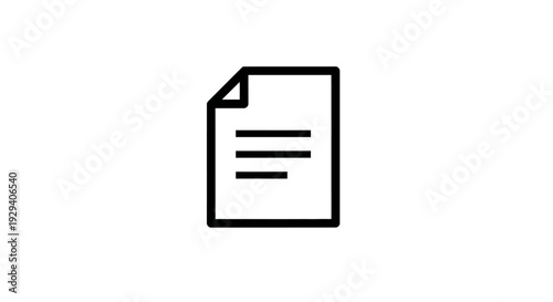 Simple Document Icon with Lines and Fold.