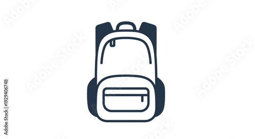 Simple Black and White Backpack Illustration.