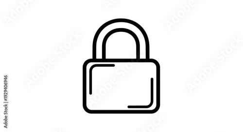 Simple Black Line Drawing of Open Padlock.