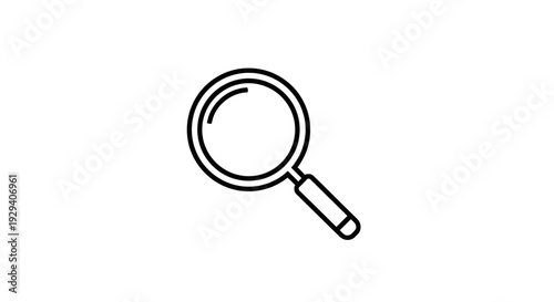 Simple Black Line Magnifying Glass Icon.