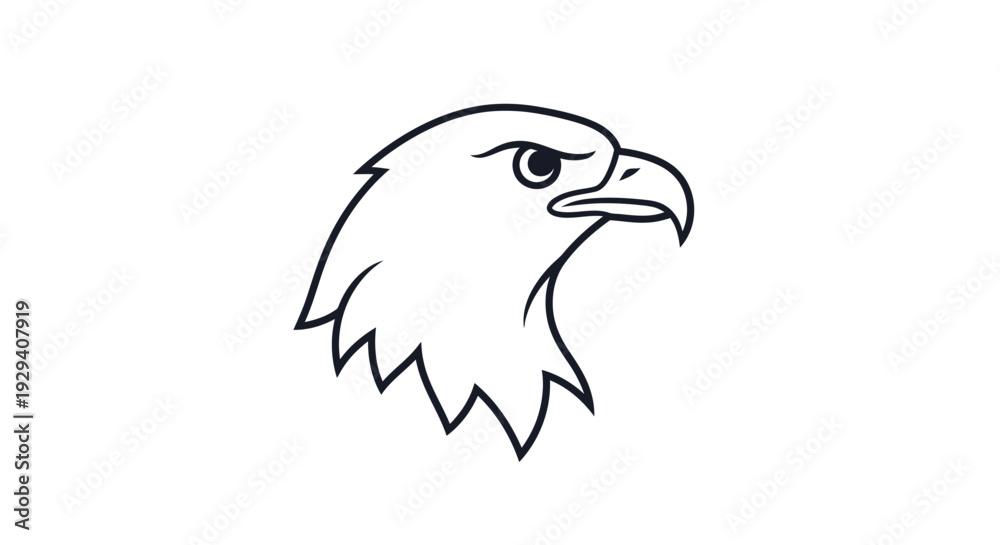 Fototapeta premium Simple Line Drawing of Eagle Head Profile.
