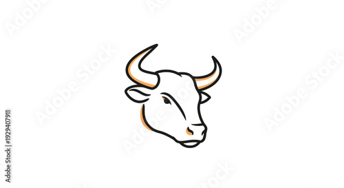Simple Line Drawing of Cow Head.
