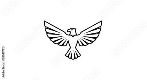 Simple Line Drawing of Dove in Flight.