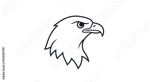 Simple Line Drawing of Eagle Head Profile.