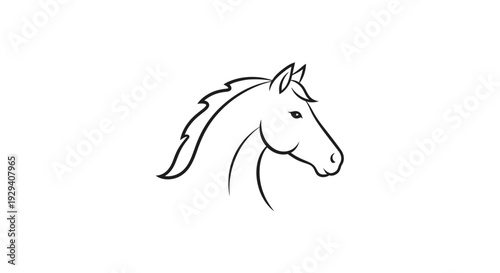 Simple Line Drawing of Horse Head Profile.