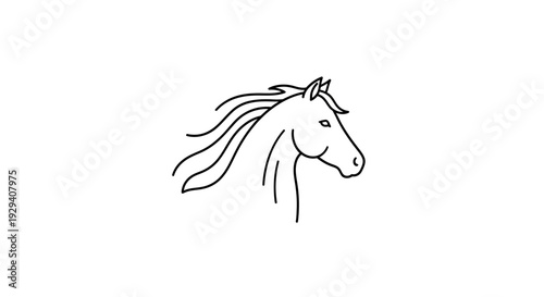 Simple Line Drawing of Horse Head Profile.