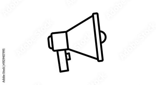 Simple Line Drawing of Megaphone Icon.