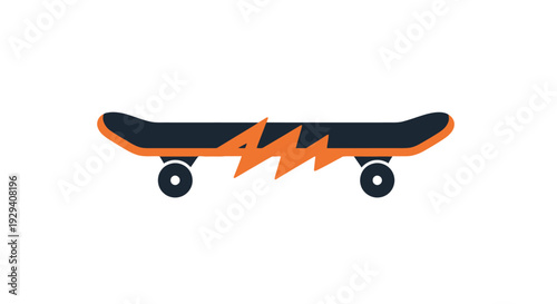 Skateboard with Lightning Bolt Graphic Design.