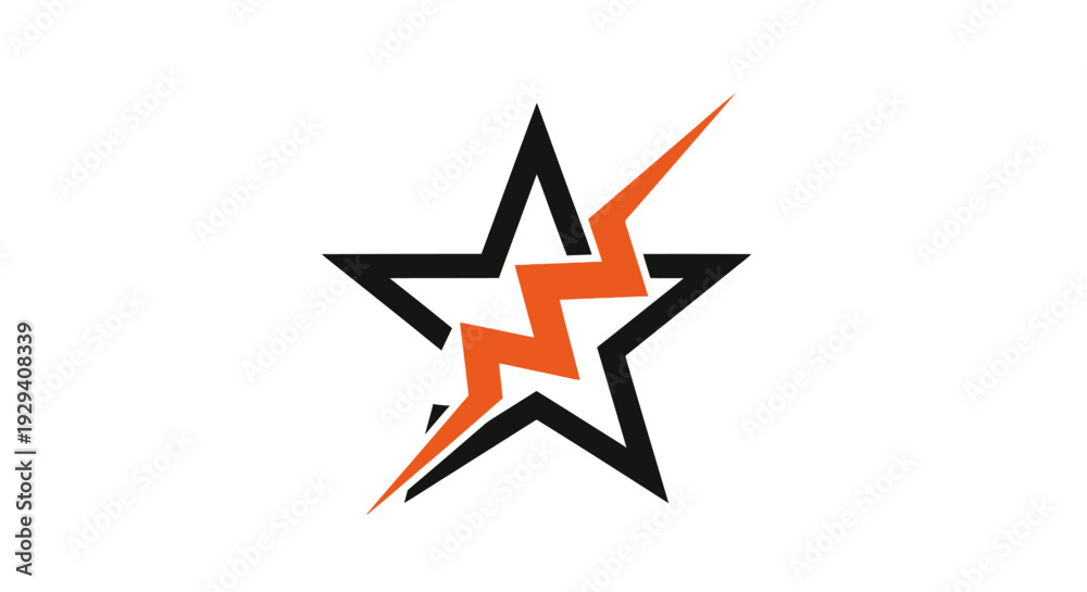 Fototapeta premium Star Icon with Lightning Bolt Inside.