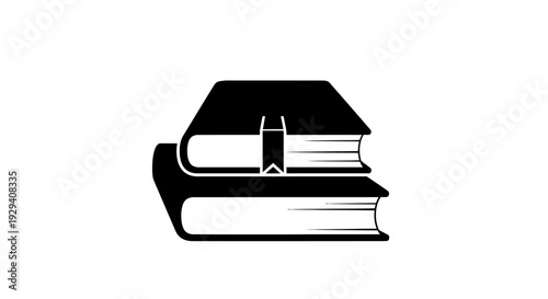 Stack of Books with Bookmark.