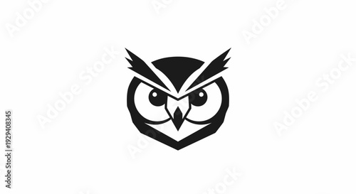 Stylized Black Owl Head Illustration Design.