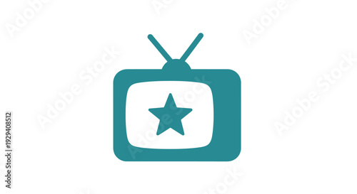 Television with Star on Screen Icon.