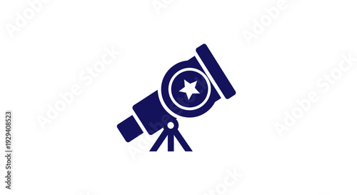 Telescope Icon with Star Symbol Design.