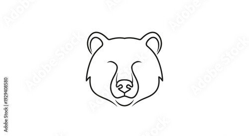 Simple Line Drawing of a Bear Face.