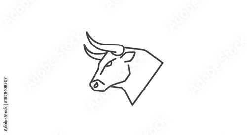 Simple Line Drawing of Bull Head.