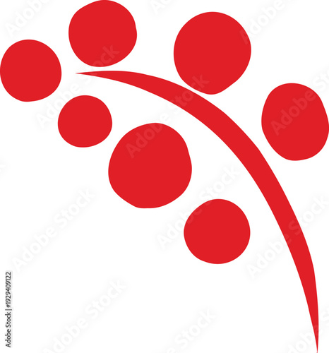 vector element, branch with berries, curved, rustic style, a-la Rus, Slavic style, decorative element