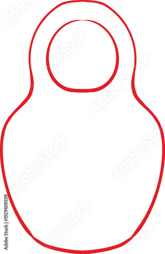 vector element, matryoshka, outline, rustic style, a la Rus, Slavic style, decorative element