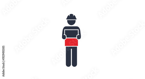 Black Silhouette Man Wearing Red Apron.