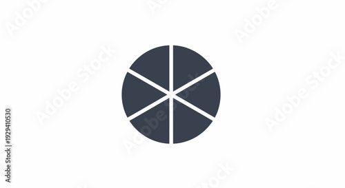 Dark Gray Circle Divided into Six Sections.