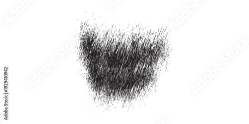 Close-up of a textured dark fuzzy object on a white background.