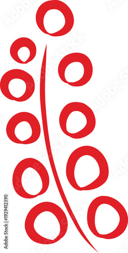 vector element, branch, berries, lines, rustic style, a la Rus, Slavic style, decorative element