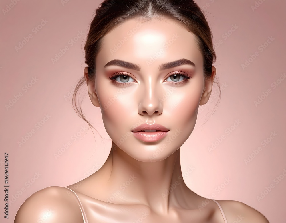 Fototapeta premium Professional Beauty Portrait With Natural Makeup 
